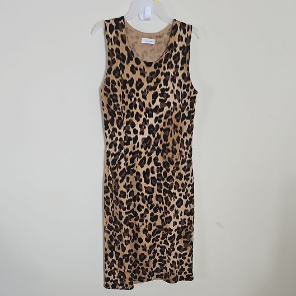 Calvin Klein Tan and Black Leopard Mini Dress